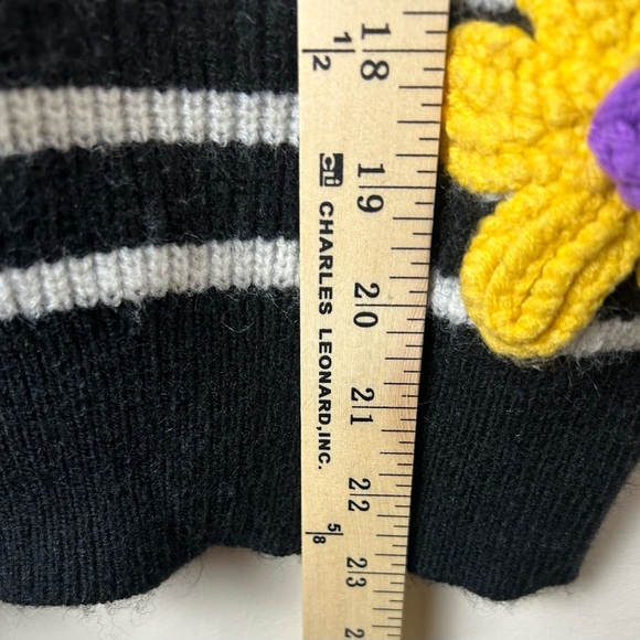 BiBi Sweater Vest Women’s L Black/White Striped Flower Patch‎ Cottagecore BOHO - Picture 15 of 16